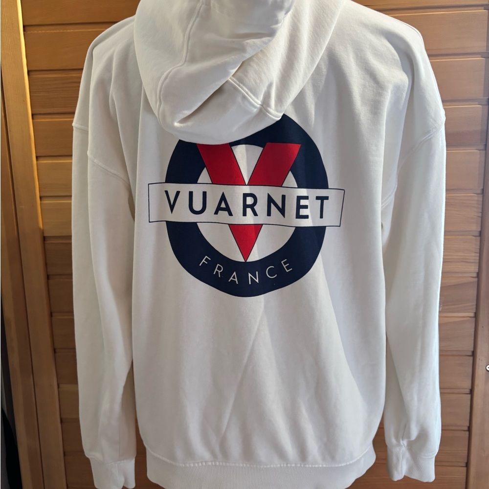 BNWOT White Sweatshirt with Red and Blue Logo